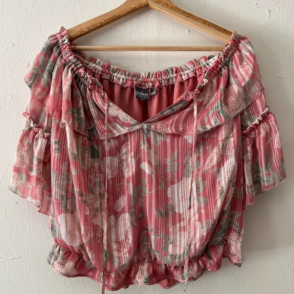 XL pink floral blouse